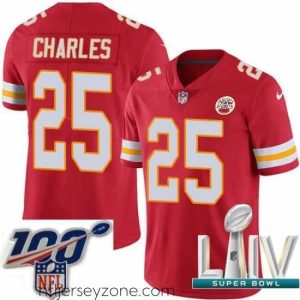 Luxurious 2020 Super Bowl LIV Kansas City Chiefs #25 Jamaal Charles Red Team Color Vapor Untouchable Limited Player Football Jersey
