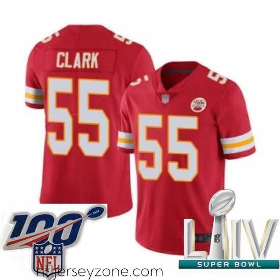 Premium 2020 Super Bowl LIV Kansas City Chiefs #55 Frank Clark Red Team Color Vapor Untouchable Limited Player Football Jersey