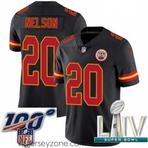 Superior 2020 Super Bowl LIV Nike Kansas City Chiefs #20 Steven Nelson Limited Black Rush Vapor Untouchable NFL Jersey