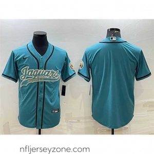 Top grade Jacksonville Jaguars Blank Teal With Patch Cool Base Stitched Baseball Jersey