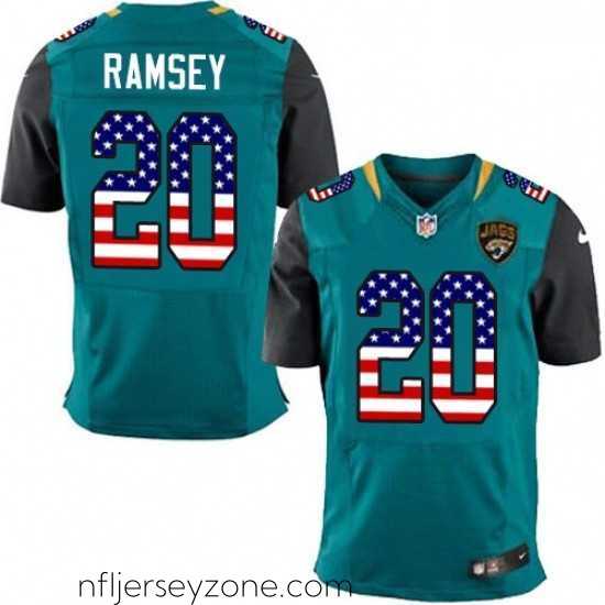 Exceptional Nike Jacksonville Jaguars 20 Jalen Ramsey Elite Teal Green Home USA Flag Fashion NFL Jersey