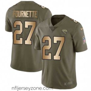 Exquisite Nike Jacksonville Jaguars 27 Leonard Fournette Limited OliveGold 2017 Salute to Service NFL Jersey