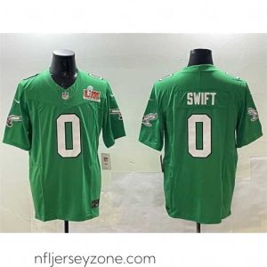 Superior Philadelphia Eagles 0 D 27Andre Swift Green 2025 Super Bowl LIX Patch F.U.S.E Throwback Vapor Untouchable Limited Stitched Football Jersey