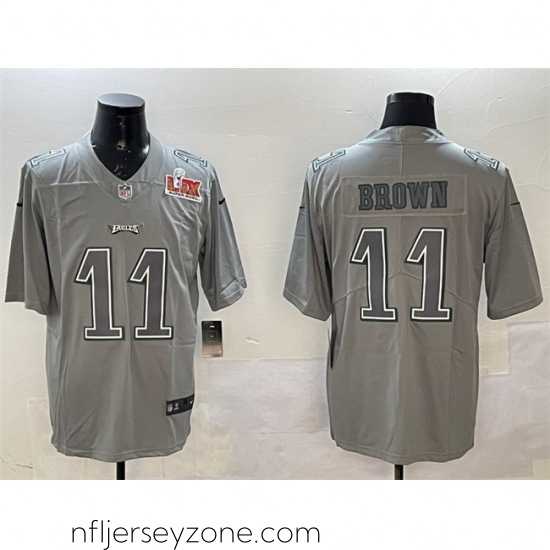 Superior Philadelphia Eagles 11 A J Brown Grey 2025 Super Bowl LIX Patch Atmosphere Fashion Vapor Untouchable Limited Stitched Football Jersey