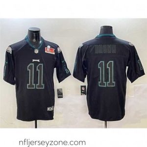 Top grade Philadelphia Eagles 11 A J Brown Lights Out Black 2025 Super Bowl LIX Patch Color Rush Vapor Untouchable Limited Stitched Football Jersey