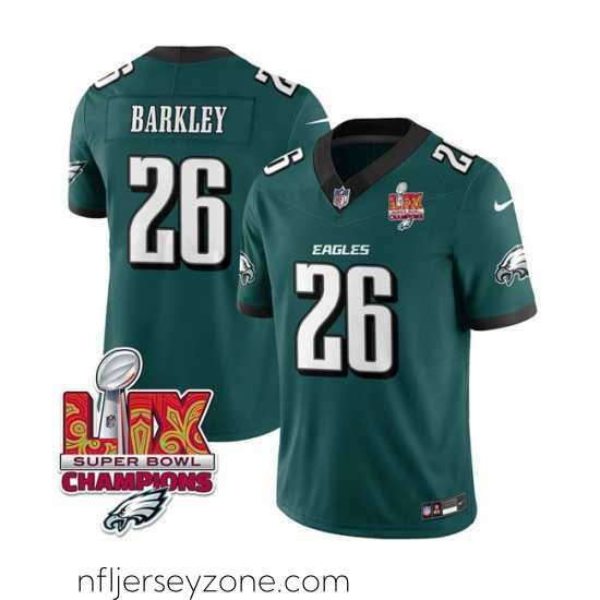 Superior Philadelphia Eagles 26 Saquon Barkley Green 2025 Eagles Logo Super Bowl LIX Patch New F.U.S.E Vapor Untouchable Limited Stitched Football Jersey