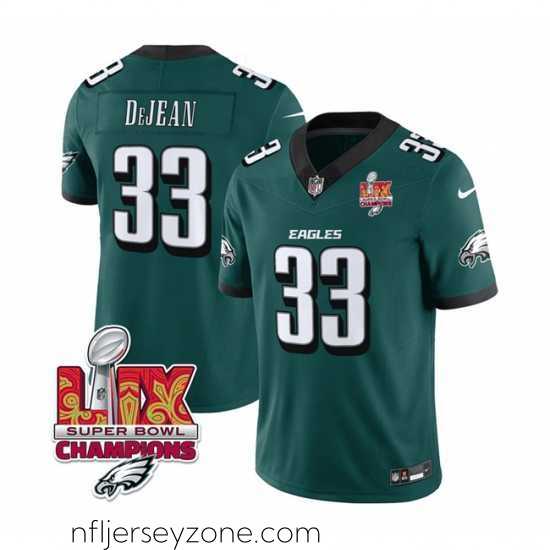 Superior Philadelphia Eagles 33 Cooper DeJean Green 2025 Eagles Logo Super Bowl LIX Patch New F.U.S.E Vapor Untouchable Limited Stitched Football Jersey