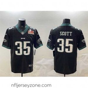 Exclusive Philadelphia Eagles 35 Boston Scott Black 2025 Super Bowl LIX Patch Vapor Untouchable Limited Stitched Football Jersey