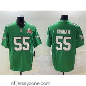 High end Philadelphia Eagles 55 Brandon Graham Green 2025 Super Bowl LIX Patch F.U.S.E Throwback Vapor Untouchable Limited Stitched Football Jersey
