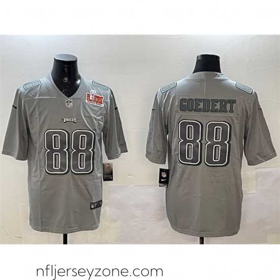 Superior Philadelphia Eagles 88 Dallas Goedert Grey 2025 Super Bowl LIX Patch Atmosphere Fashion Vapor Untouchable Limited Stitched Football Jersey