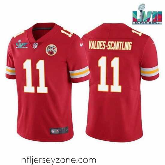 Superior Toddler Kansas City Chiefs 11 Marquez Valdes Scantling Red Super Bowl LVII Patch Vapor Untouchable Limited Stitched Jersey