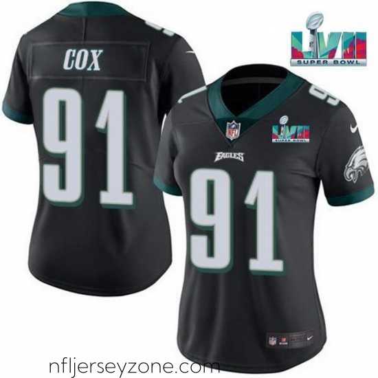 Superior Toddler Philadelphia Eagles 91 Fletcher Cox Black Super Bolw LVII Patch Vapor Untouchable Limited Stitched Football Jersey