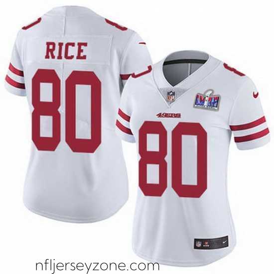 Exquisite Nike 49ers 80 Jerry Rice White Stitched NFL Vapor Untouchable Limited 2024 Super Bowl LVIII Jersey