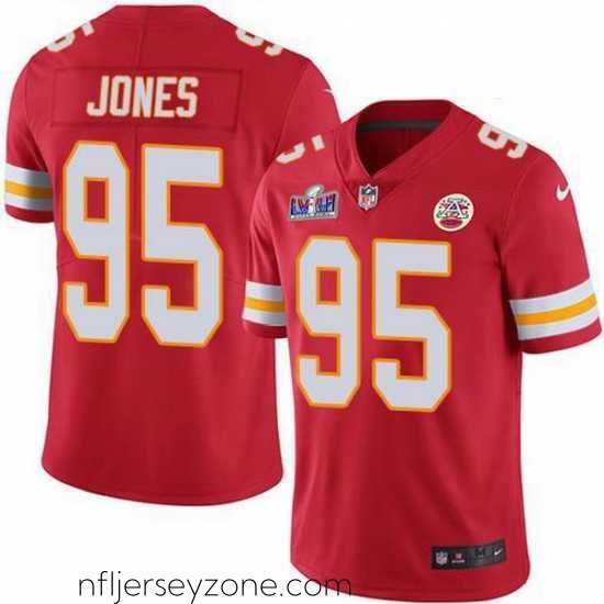 Exquisite Nike Chiefs 95 Chris Jones Red Team Color Bound Stitched NFL Vapor Untouchable Limited 2024 Super Bowl LVIII Jersey
