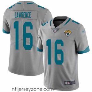 Premium Nike Jacksonville Jaguars 16 Trevor Lawrence Silver Stitched NFL Limited Inverted Legend Jersey