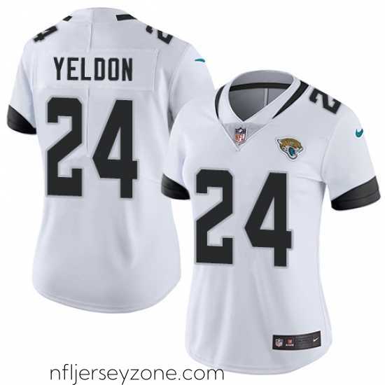 Exclusive Nike Jaguars #24 T J Yeldon White Womens Stitched NFL Vapor Untouchable Limited Jersey