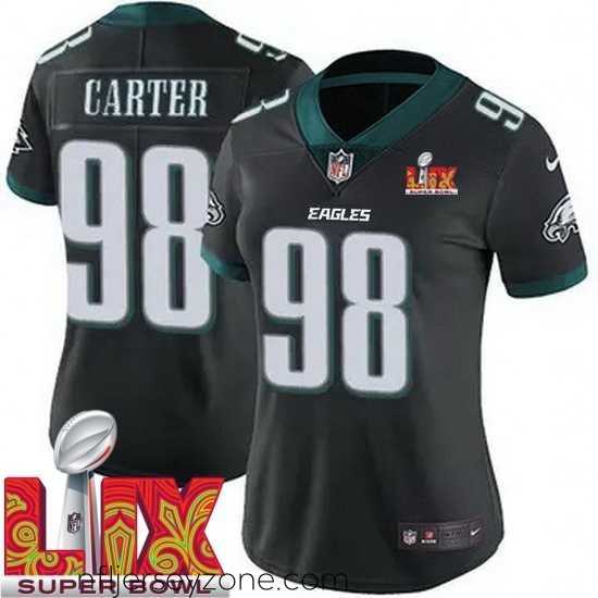 Exclusive Philadelphia Eagles Jalen Carter #98 Black 2024 2025 Super Bowl LIX F.U.S.E Stitched NFL Jersey