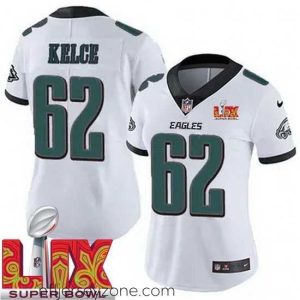 Luxurious Philadelphia Eagles Jason Kelce #62 White 2024 2025 Super Bowl LIX F.U.S.E Stitched NFL Jersey