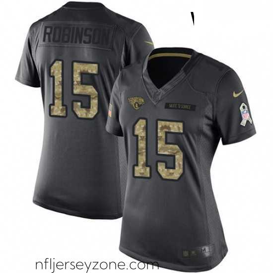 Unparalleled Womens Nike Jacksonville Jaguars 15 Allen Robinson Limited Black 2016 Salute to Service NFL Jersey