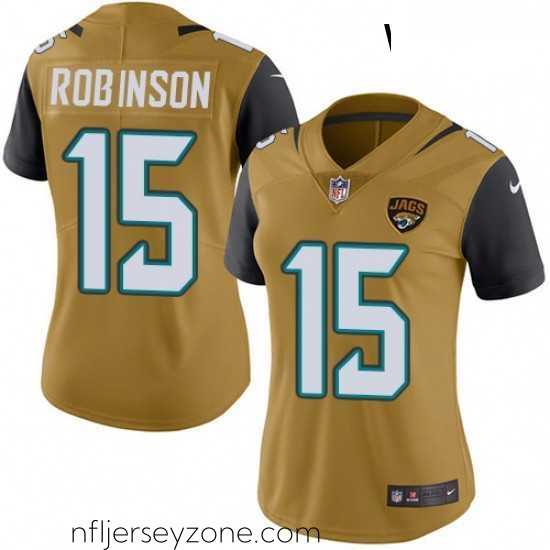 Unparalleled Womens Nike Jacksonville Jaguars 15 Allen Robinson Limited Gold Rush Vapor Untouchable NFL Jersey