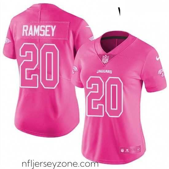 High end Womens Nike Jacksonville Jaguars 20 Jalen Ramsey Limited Pink Rush Fashion NFL Jersey