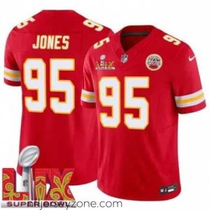 First class Kansas City Chiefs Chris Jones #95 Red 2024 2025 Super Bowl LIX F.U.S.E Stitched Jersey
