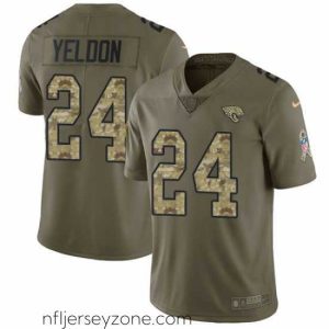 Premium Nike Jaguars #24 T J Yeldon Olive Camo Stitched NFL Limited 2017 Salute to Service Jersey