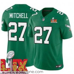 Luxurious Philadelphia Eagles Quinyon Mitchell #27 Kelly Green 2024 2025 Super Bowl LIX F.U.S.E Stitched NFL Jersey
