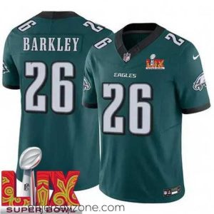Exquisite Philadelphia Eagles Saquon Barkley #26 Green 2024 2025 Super Bowl LIX F.U.S.E Stitched NFL Jersey